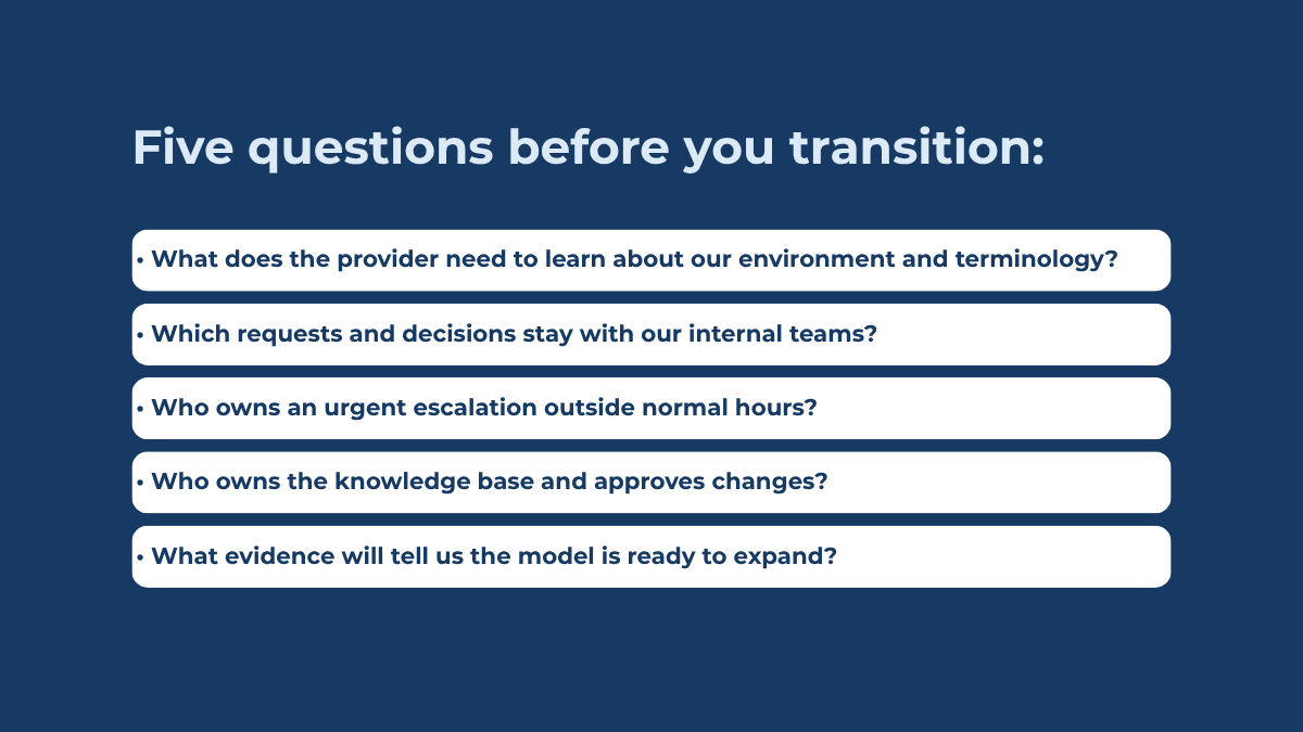 Five questions to ask before transitioning a healthcare service desk